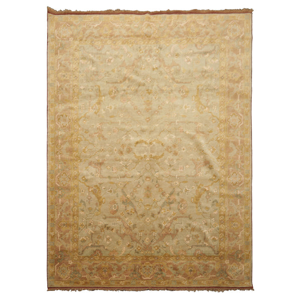 6x8 Mint, Gold, Taupe Color Hand Knotted Oushak Wool Traditional Oriental Rug