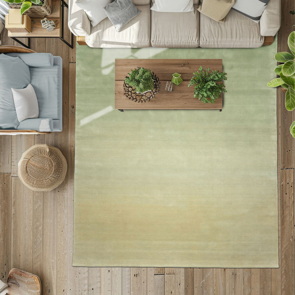 Multi Size Mint Ombre Color Hand Loomed Ombre Wool Modern & Contemporary Oriental Rug