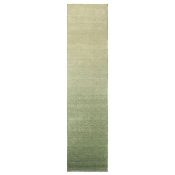 LoomBloom mint ombre wool hand loomed runner rug with soft green gradient, ideal for modern U.S. hallways and living spaces