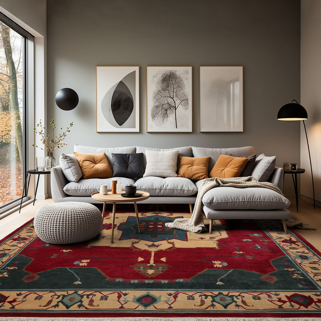 Tufenkian Ruby 8'11''x12'7" Tibetan Arts & Crafts Hand Knotted Wool Swiss Wash Plush pile Oriental Area Rug