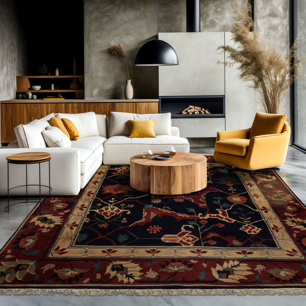 Tufenkian Navy 8'3''x10'3" Tibetan Arts & Crafts Hand Knotted Wool Swiss Wash Plush pile Oriental Area Rug