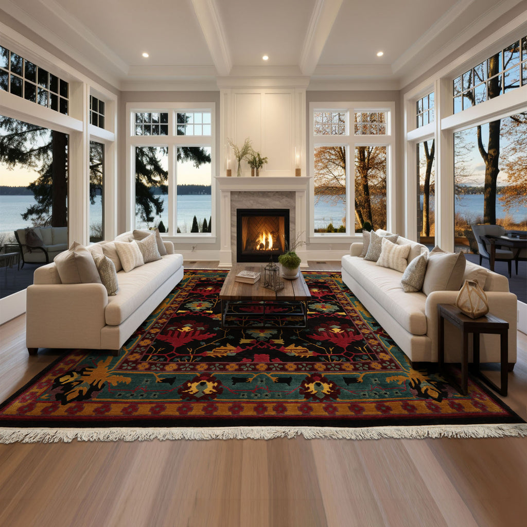 Tufenkian Charcoal 8'3''x10'10" Tibetan Arts & Crafts Hand Knotted Wool Swiss Wash Plush pile Oriental Area Rug