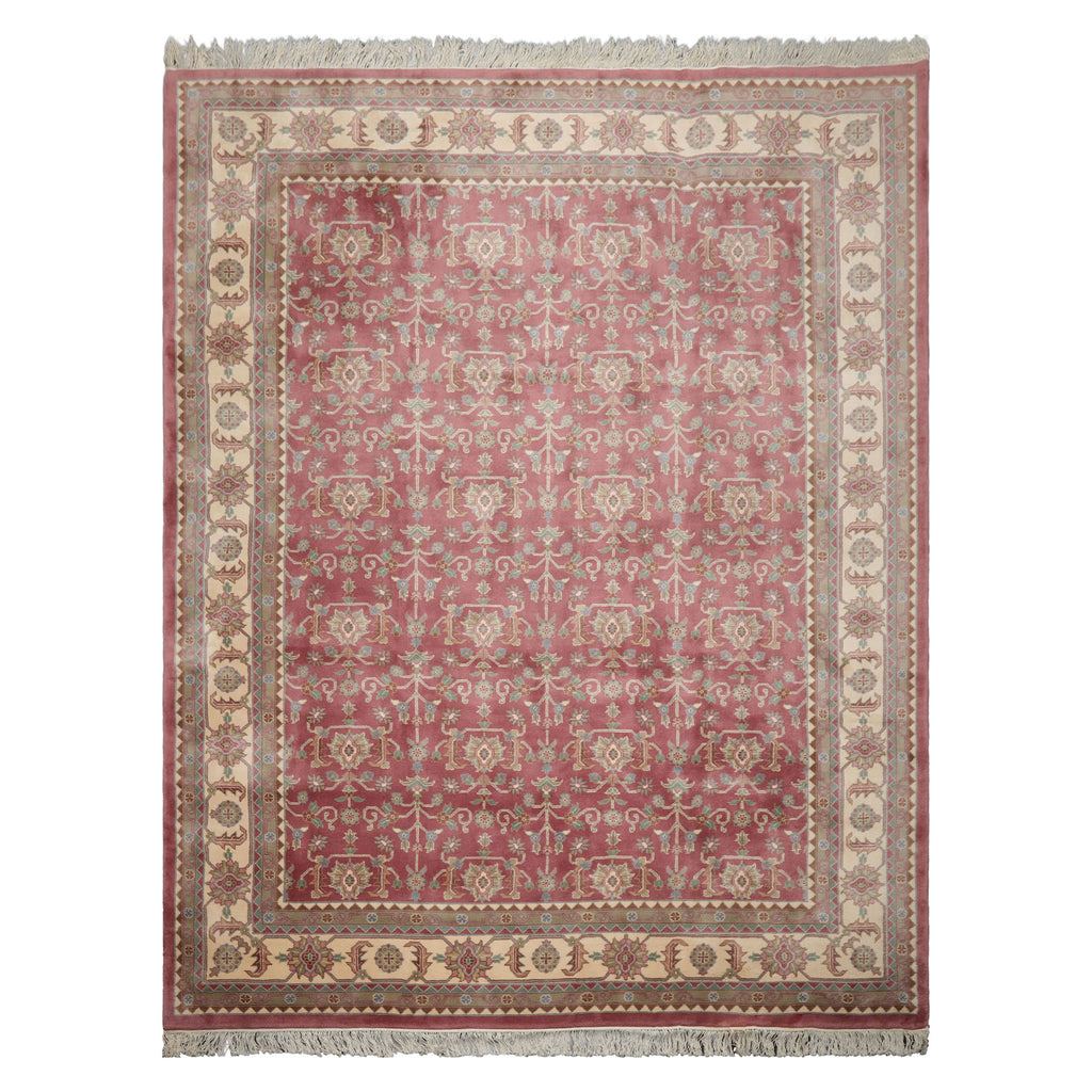9x12 Plum, Ivory, Aqua Color Hand Knotted Heriz Wool Traditional  Oriental Rug