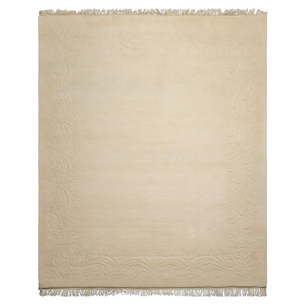 8x10 Ivory, , Color Hand Knotted French Aubusson Savonnerie Wool Traditional  Oriental Rug