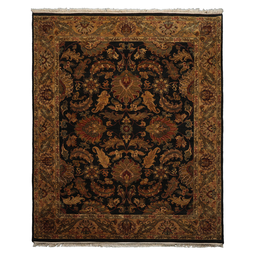 8x10 Charcoal, Gold, Rust Color Hand Knotted Agra Wool Traditional  Oriental Rug