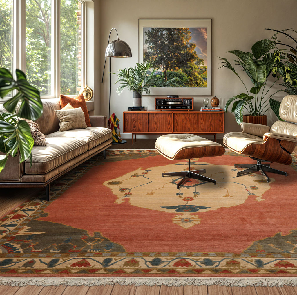 Rose 8'3''x10'4" Tibetan Traditional Medallion Hand Knotted Wool Tufenkian Swiss Wash 12-178 Tabriz Oriental Area Rug