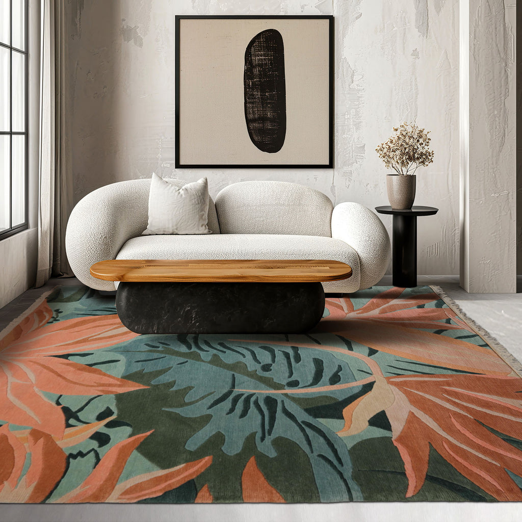 Hand Knotted Turquoise 7'11''x9'4'' Wool Tibetan Contemporary Rug