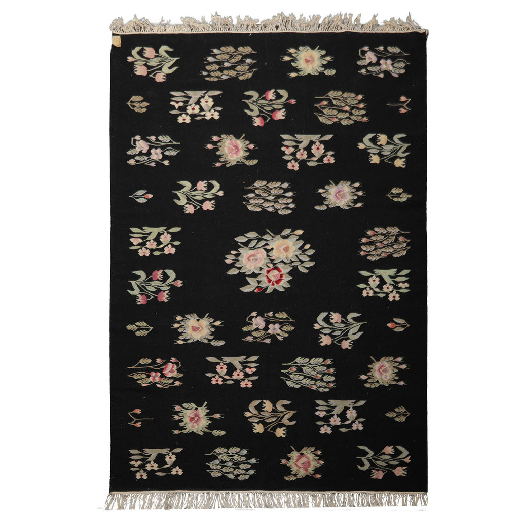 6x9 Black, Red, Sage Color Hand Woven Kilim Wool Traditional Oriental Rug