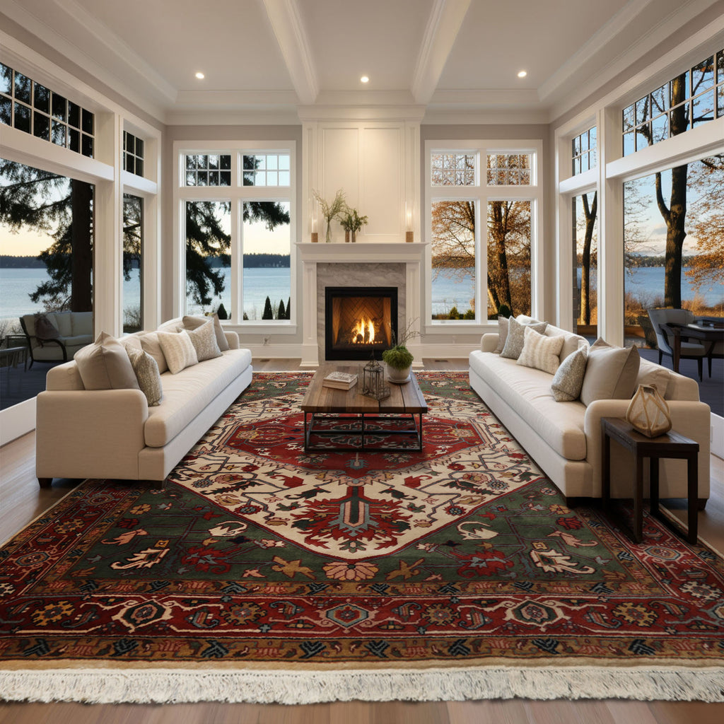 8x10 Hand Knotted Ivory New Zealand Wool Arts & Crafts Plush Pile Oriental Area Rug