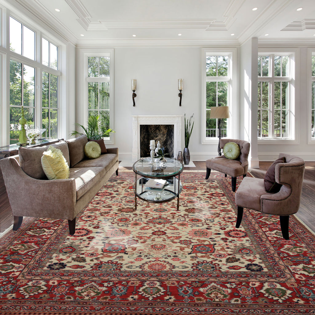 6x9 Ivory Hand Knotted New Zealand Wool Oushak Traditional Plush Pile Velvety Soft Silky Sheen Oriental Area Rug