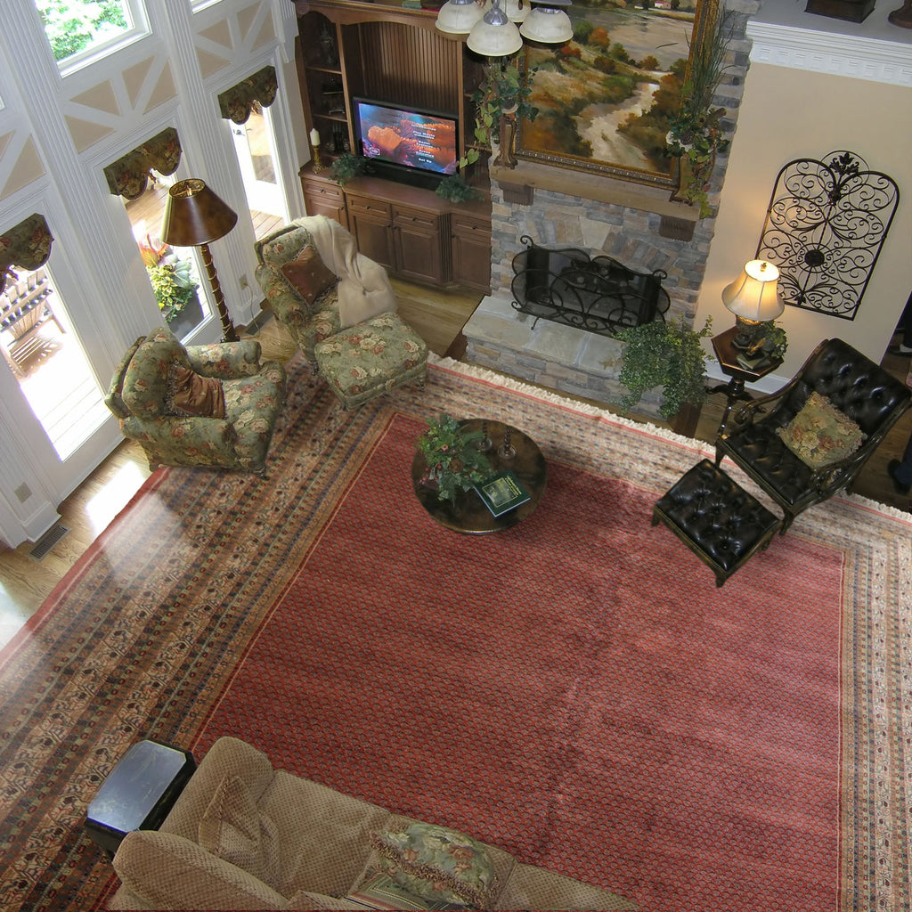 12x18 Rust, Rose, Beige Color Hand Knotted Paisley Wool Traditional Oriental Rug