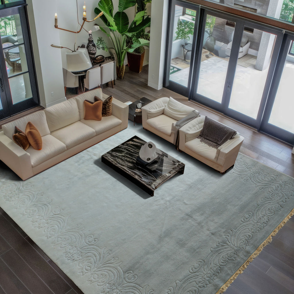 Oversize Light Blue, , Color Hand Knotted Aubusson Savonnerie Wool Traditional Oriental Rug