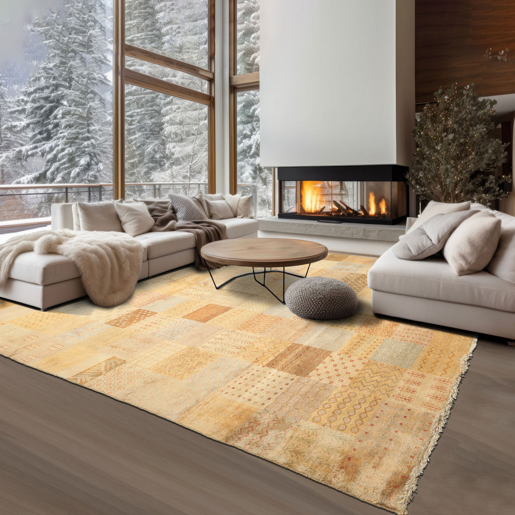 8x10 Beige, Tan, Gray Color Hand Knotted Peshawar Wool Transitional Oriental Rug