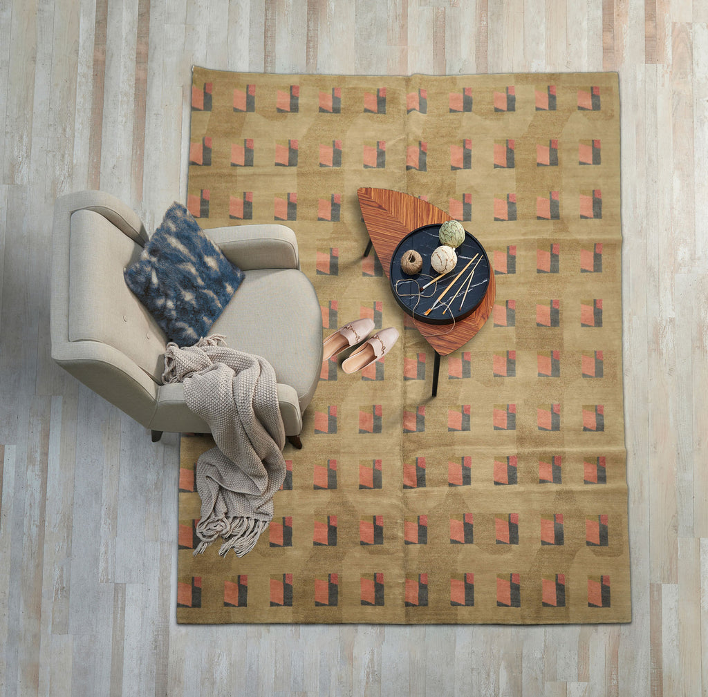 8x10 Moss, Blush, Gray Color Hand Knotted Tibetan Wool & Silk Modern & Contemporary Oriental Rug