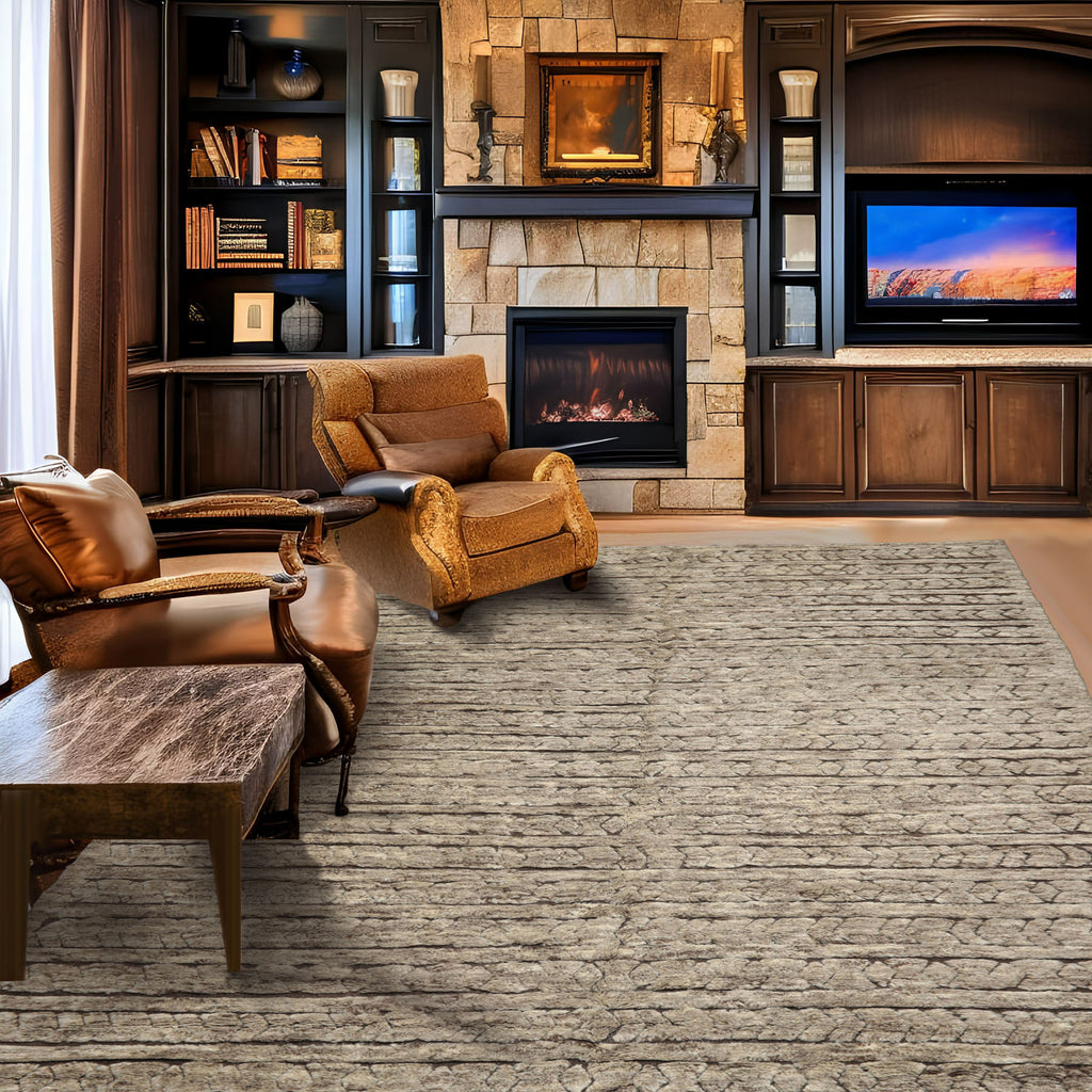 9x12 Beige, Brown, Color Hand Knotted Moroccan Wool Modern & Contemporary Oriental Rug