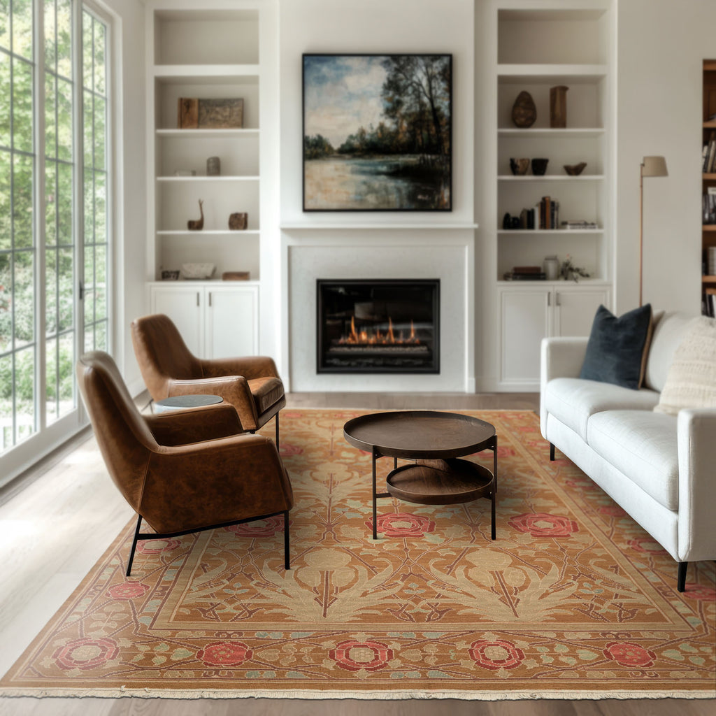 6x9 Gold, Tan, Beige Color Hand Knotted Nourison Nourmak Soumak Wool Arts & Crafts Oriental Rug