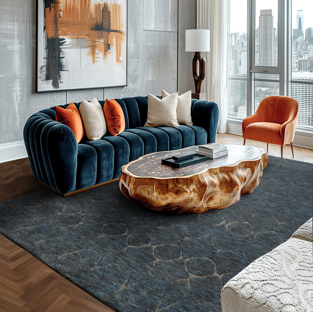 8x10 Gray, Denim, Color Hand Knotted Moroccan Wool Modern & Contemporary Oriental Rug