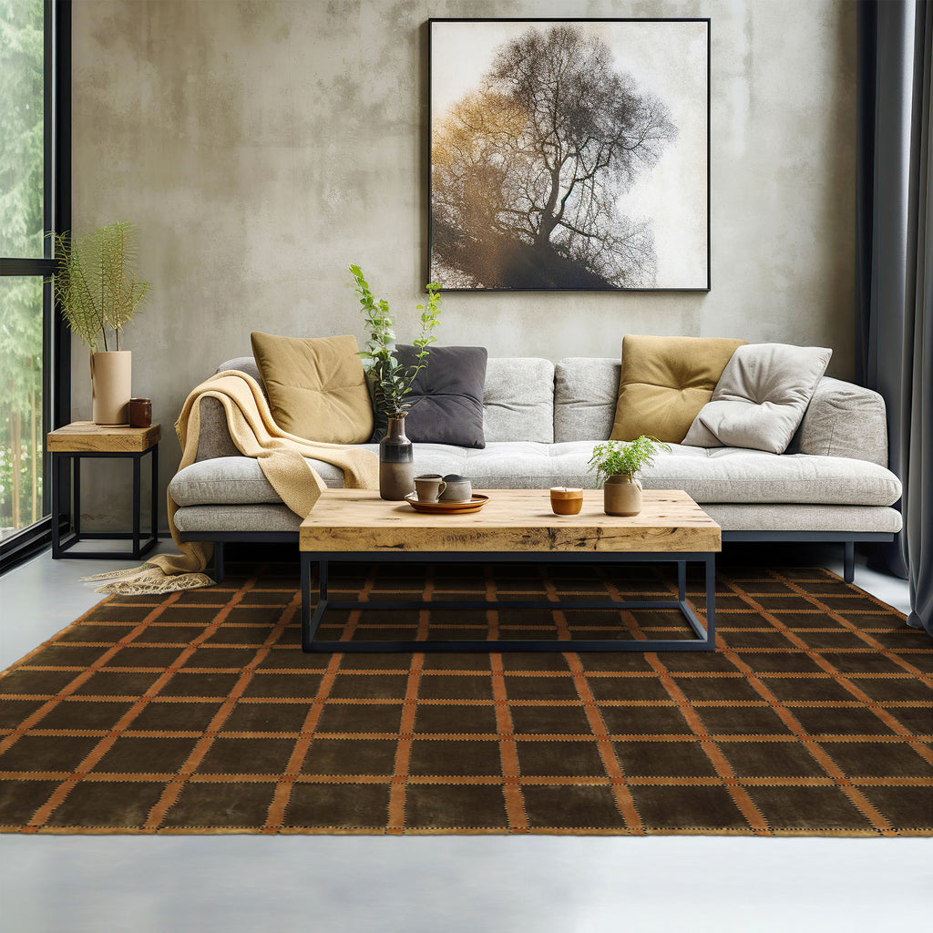 8x10 Mossy Green, Caramel, Tan Color Hand Knotted Tibetan? Wool Transitional Oriental Rug