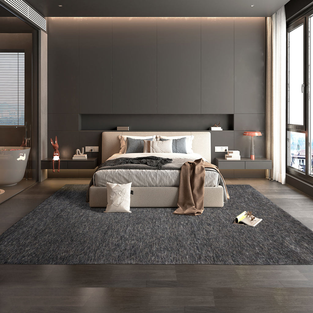 10x14 Gray, Slate, Blue Color Hand Knotted Tibetan Wool & Bamboo Silk Modern & Contemporary Oriental Rug