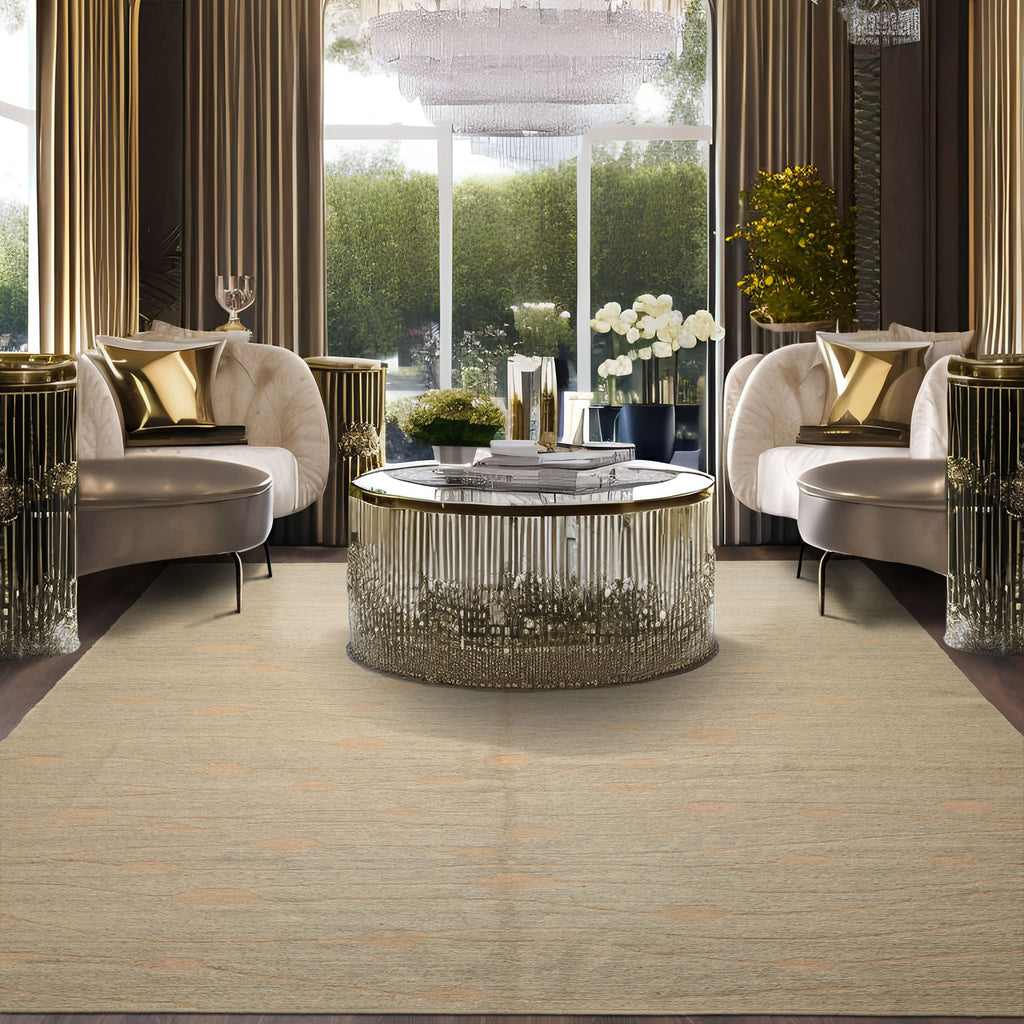 8x11 Moss, Tan, Color Hand Knotted Tibetan Wool Modern & Contemporary Oriental Rug