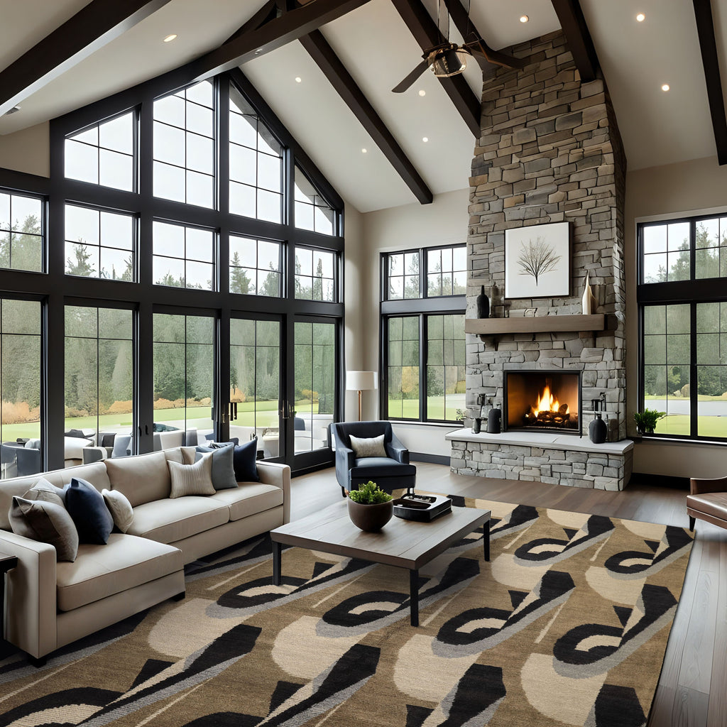 8x10 Moss, Charcoal, Slate Color Hand Knotted Tibetan Wool Modern & Contemporary Oriental Rug