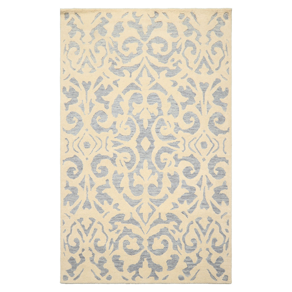 5x8 Ivory, Blue, Color Hand Tufted Handmade Wool Transitional Oriental Rug
