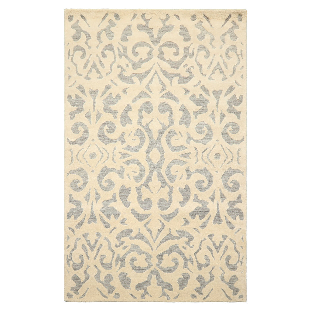 5x8 Ivory, Celadon, Color Hand Tufted Handmade Wool Transitional Oriental Rug