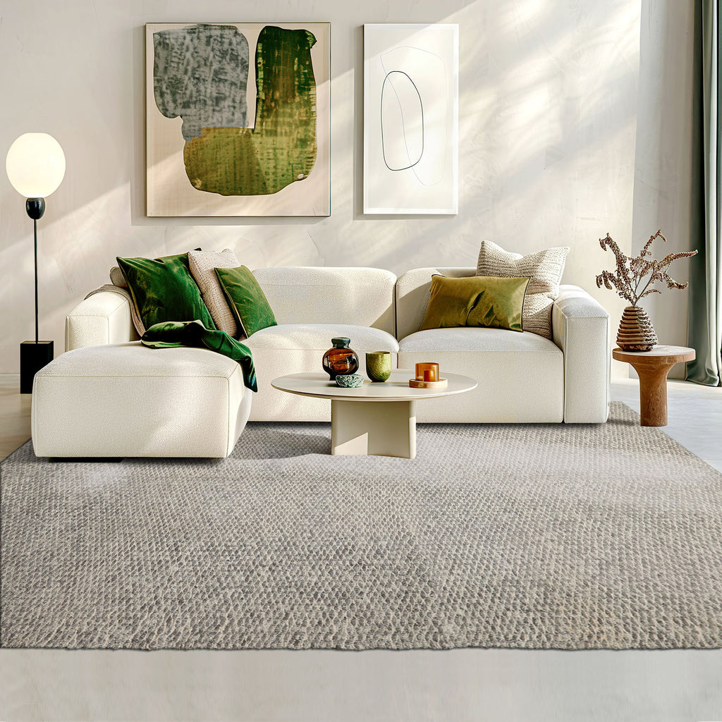 8x11 Gray, Beige, Color Hand Knotted Tibetan Wool & Jute Contemporary Oriental Rug