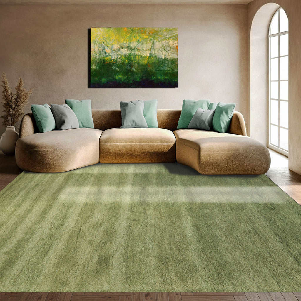8x10 Warm Green, , Color Hand Woven  100% Wool Modern & Contemporary Oriental Rug
