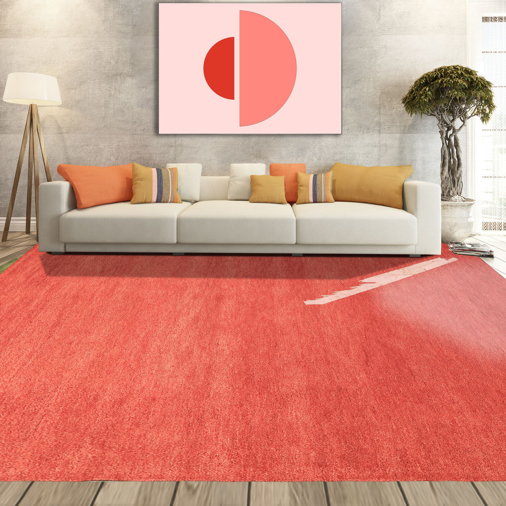 8x10 Coral, , Color Hand Woven  100% Wool Modern & Contemporary Oriental Rug