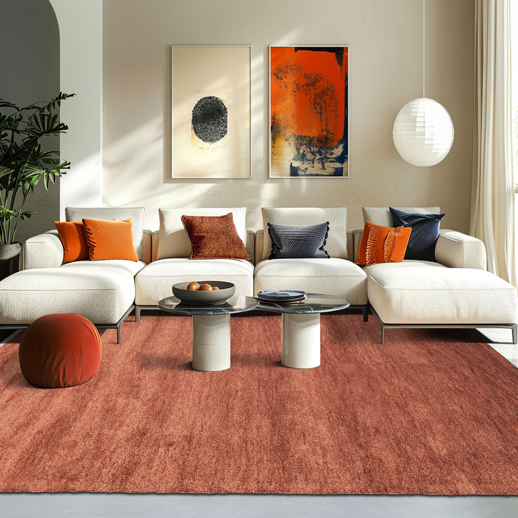 8x10 Rust, , Color Hand Woven  100% Wool Modern & Contemporary Oriental Rug