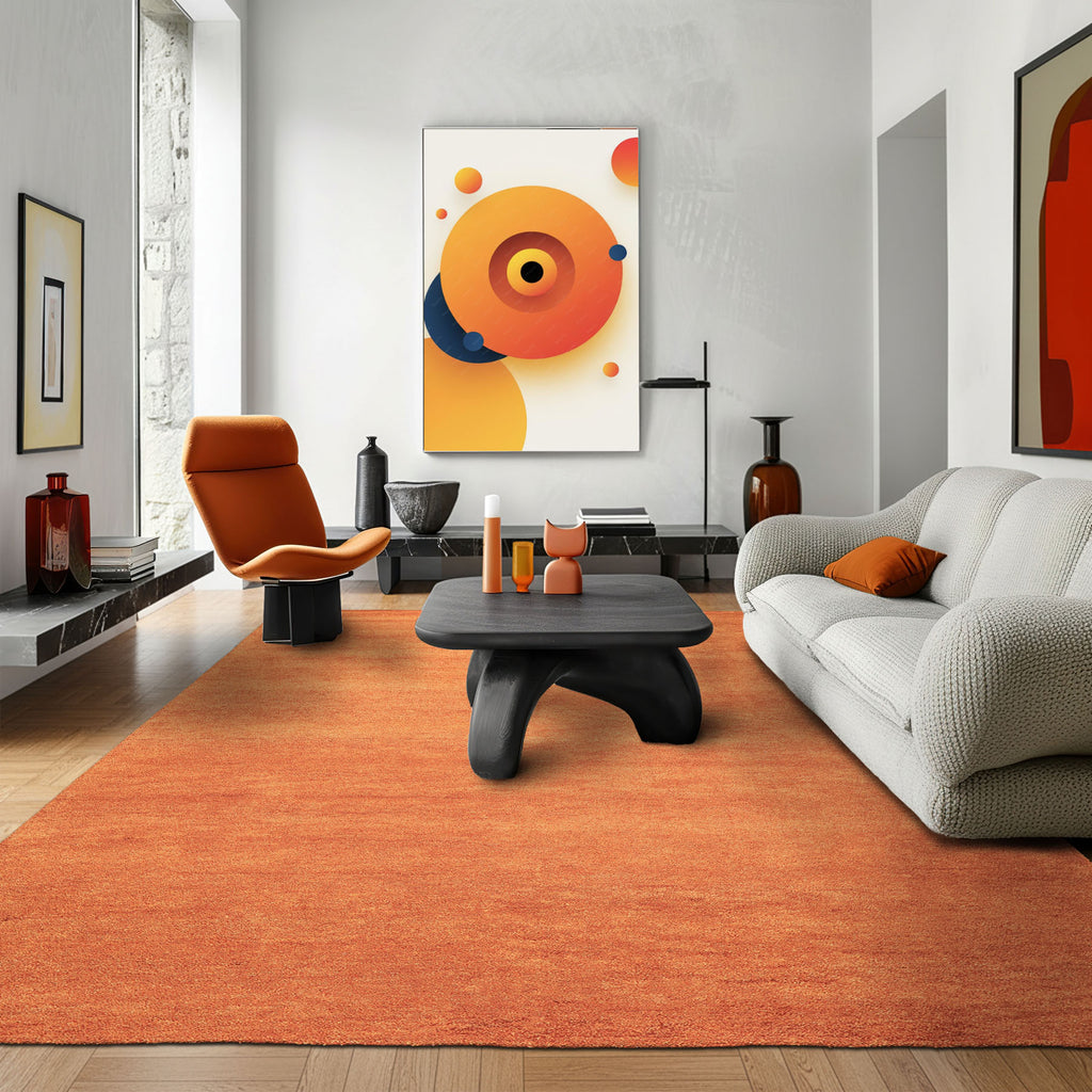 8x10 Burnt Orange, , Color Hand Woven  100% Wool Modern & Contemporary Oriental Rug