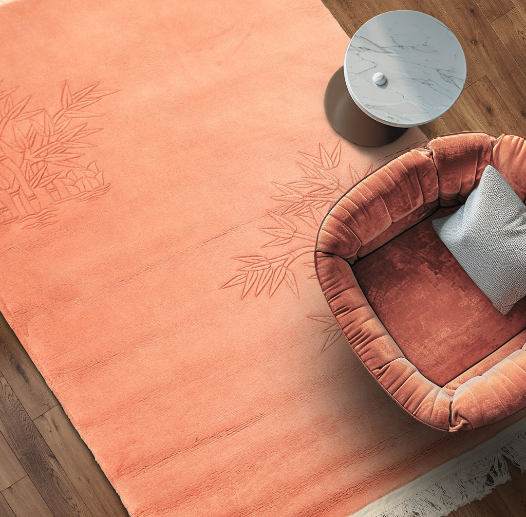 4x6 Blush, , Color Hand Knotted Solid Wool Modern & Contemporary Oriental Rug