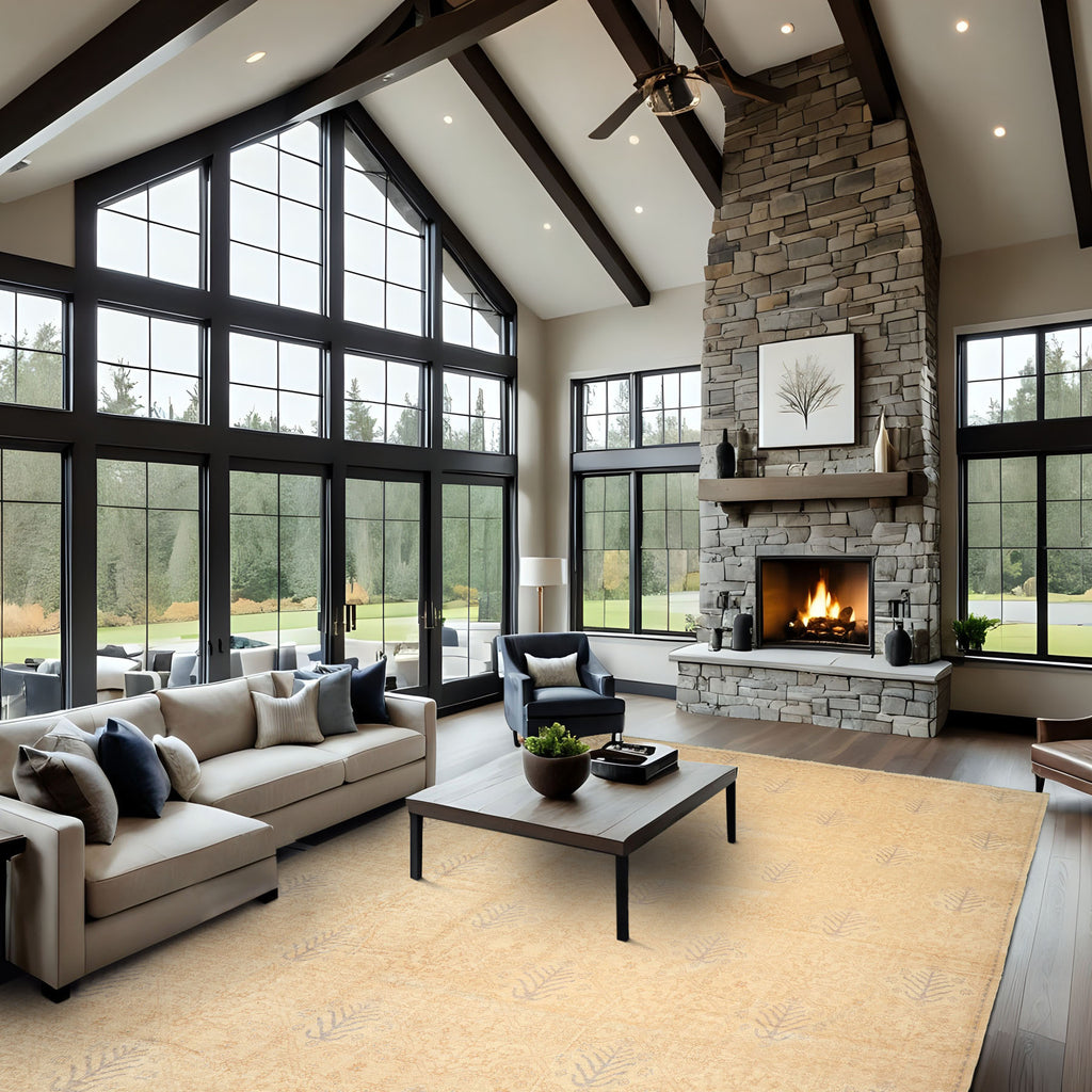 12x15 Beige, Tan, Slate Color Hand Knotted Oushak Wool Transitional Oriental Rug