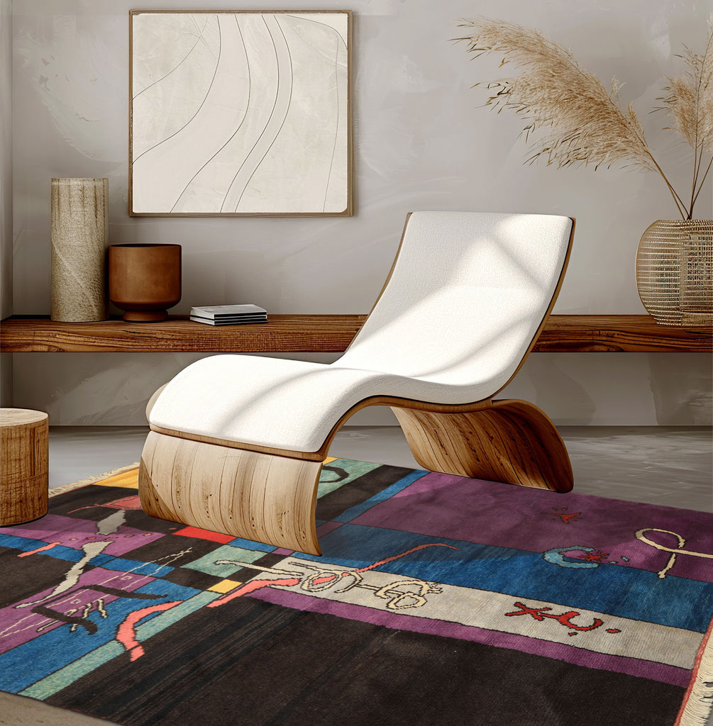 5x7 Chocolate, Lavender, Blue Color Hand Knotted Oushak Wool Art Deco Oriental Rug