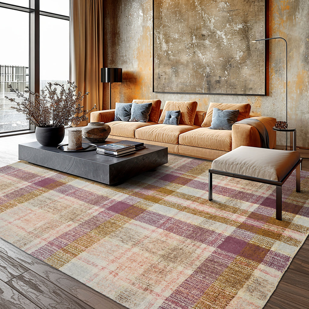 Multi Size Plum Gray Gold Color Hand Tufted  Wool Modern & Contemporary Oriental Rug