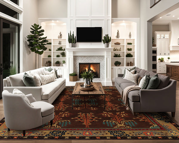 Multi Size Chocolate Pistachio Black Color Hand Tufted  Wool  Oriental Rug