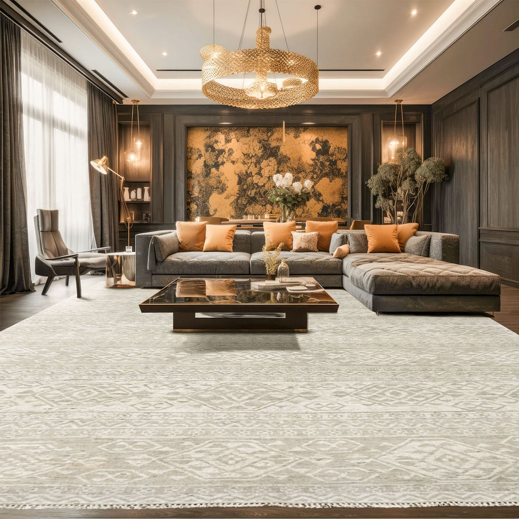 Multi Size Tone on Tone Gray Color Hand Knotted Oushak Wool  Oriental Rug