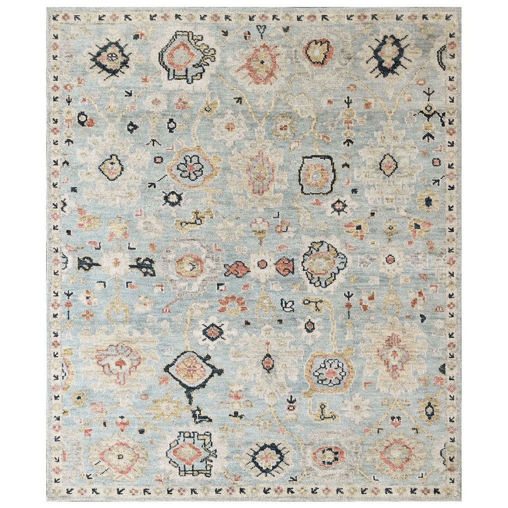 8x10 Blue, Aqua, Navy Color Hand Knotted Oushak Wool Transitional Oriental Rug