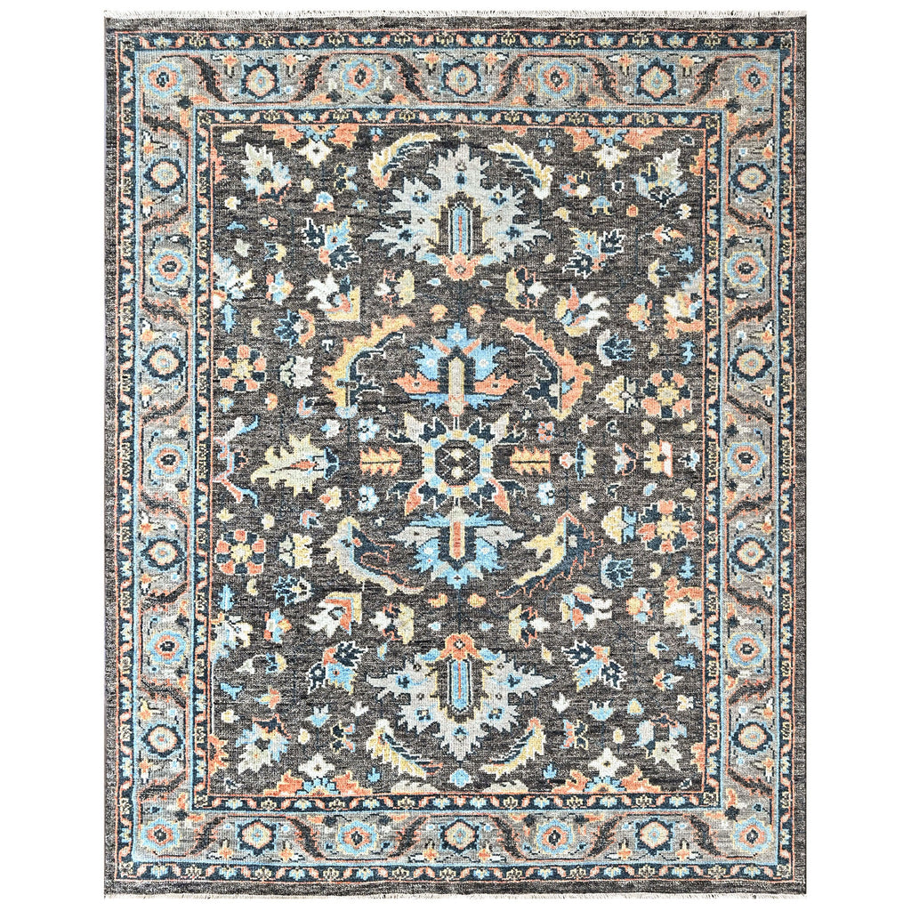 8x10 Gray, Blue, Aqua Color Hand Knotted Oushak Wool Arts and Crafts Oriental Rug