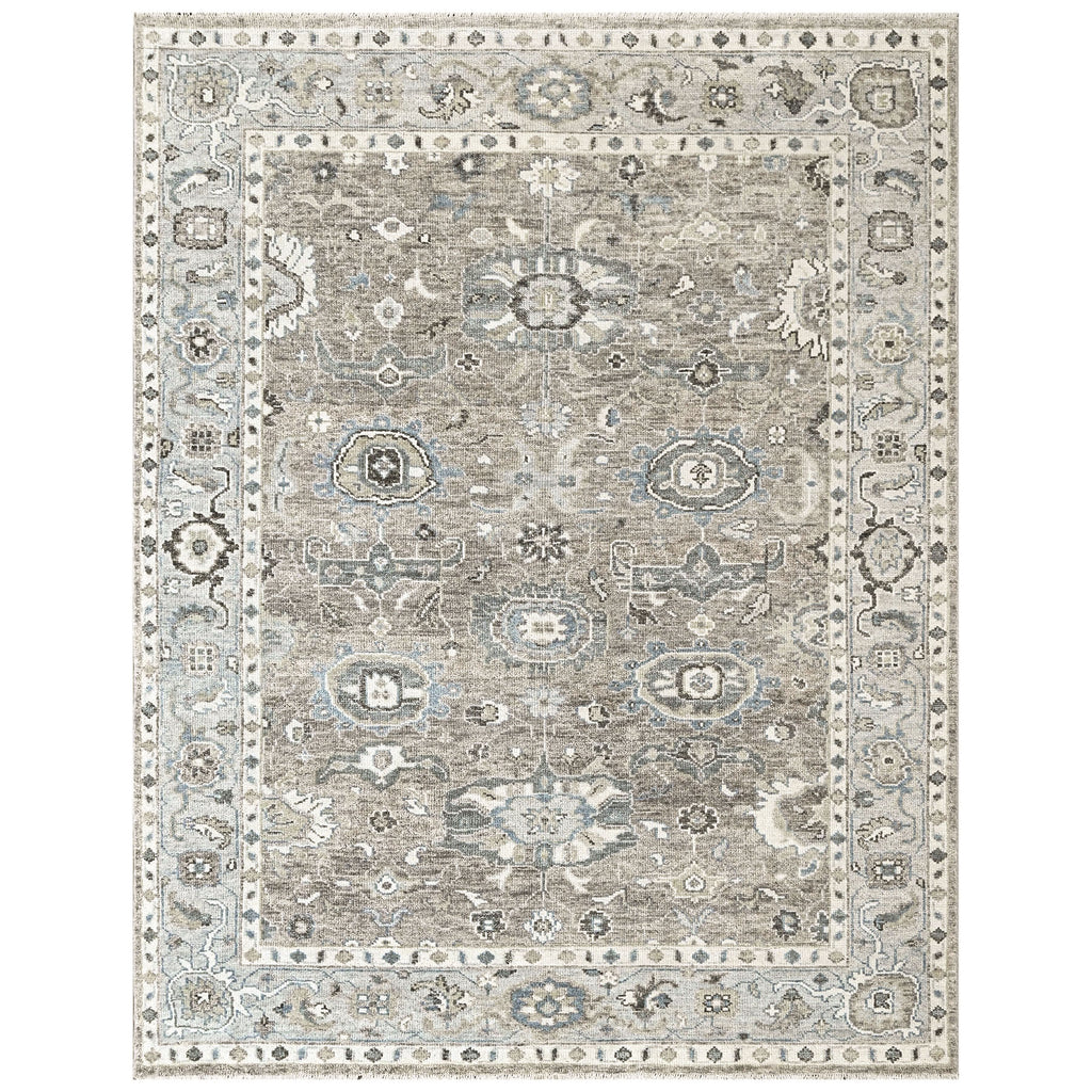 9x12 Gray, Ivory, Slate Color Hand Knotted Oushak Wool Transitional Oriental Rug
