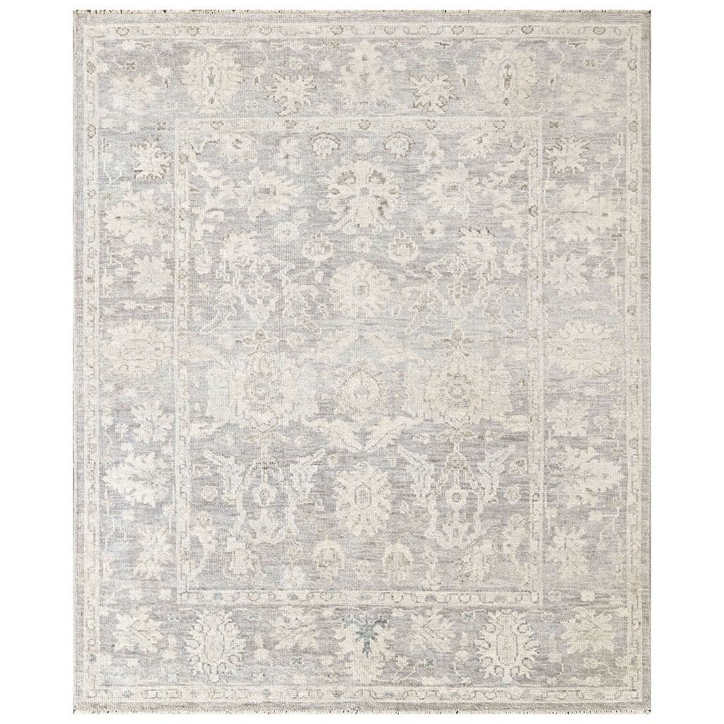 8x10 Gray, Slate, Multi Color Hand Knotted Oushak Wool Transitional Oriental Rug