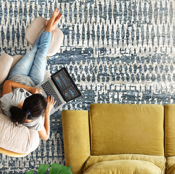 Multi Size Gray Blue Celedon Color Hand Knotted Oushak Wool Modern Oriental Rug