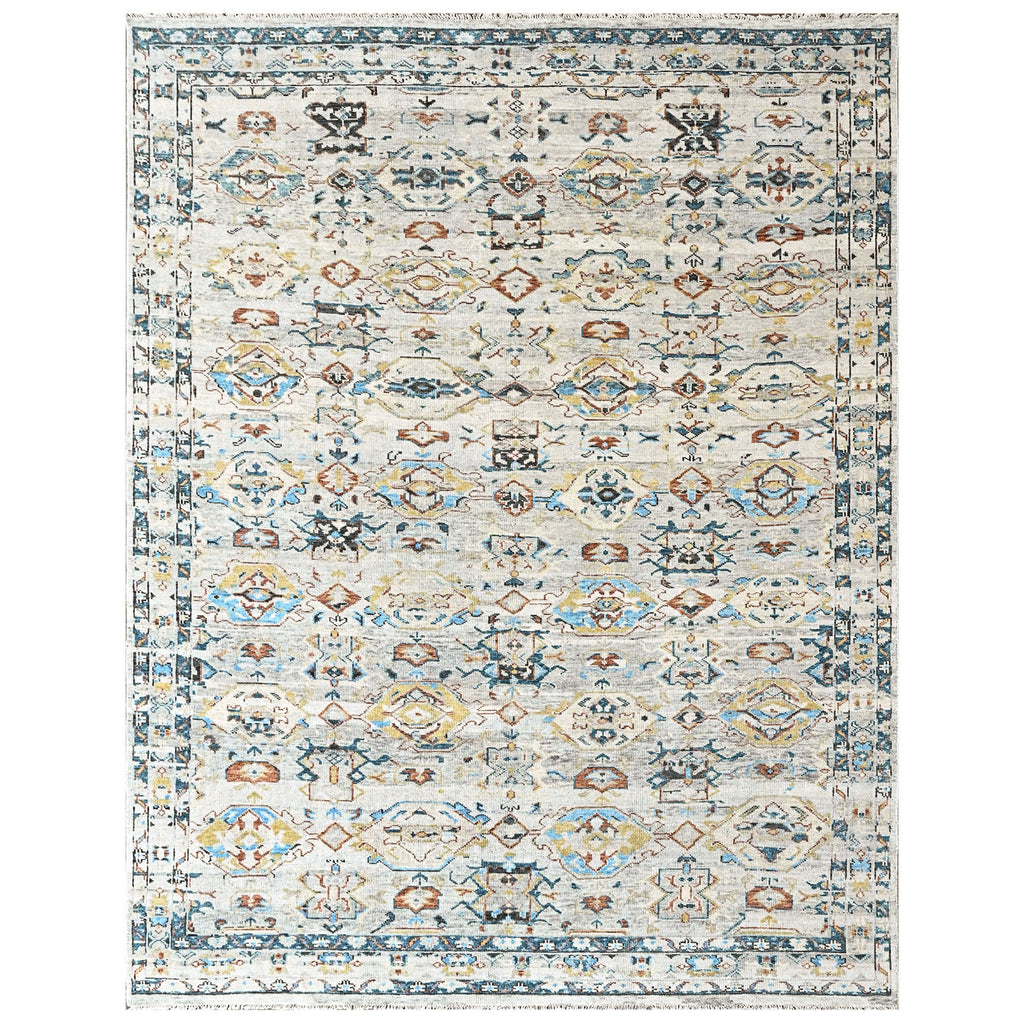 9x12 Slate, Gray, Aqua Color Hand Knotted Oushak Wool Transitional Oriental Rug