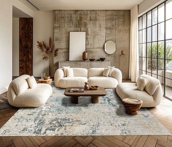 Multi Size Gray Blue Slate Color Hand Knotted Tibetan Wool  Oriental Rug