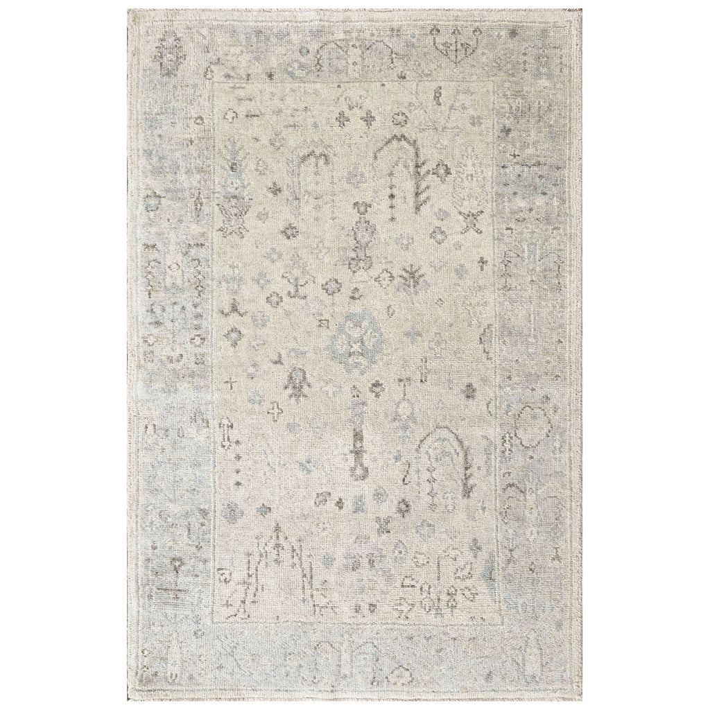 3x5 Gray, Slate, Multi Color Hand Knotted Oushak Wool Transitional Oriental Rug