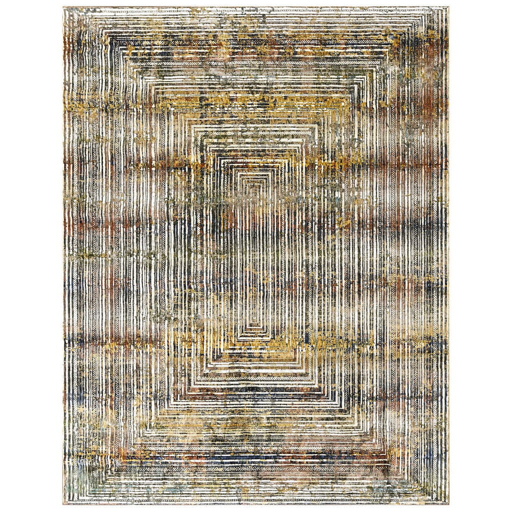 9x12 Gray, Rust, Gold Color Power Loom Oushak Wool Modern Oriental Rug