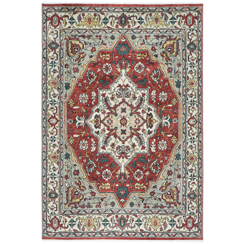 10x14 Rust, Red, Ivory Color Hand Knotted Oushak Wool  Oriental Rug