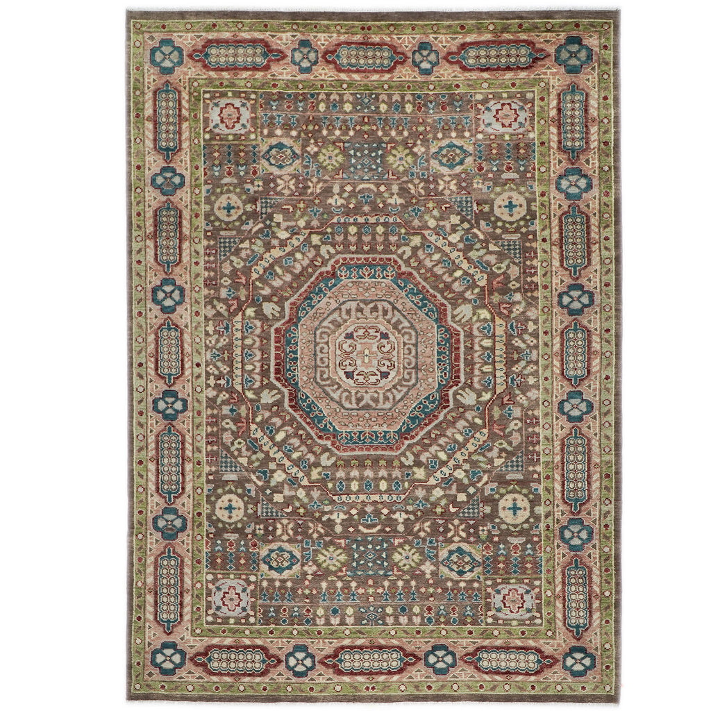 10x14 Brown, Rose, Teal Color Hand Knotted Oushak Wool Traditional Oriental Rug