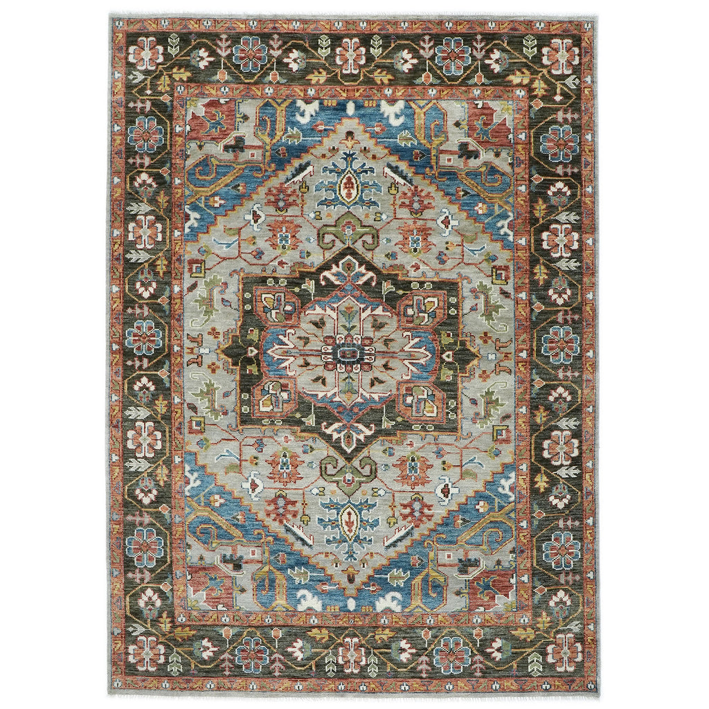 10x14 Gray, Green, Blue Color Hand Knotted Oushak Wool  Oriental Rug
